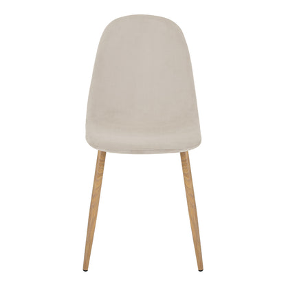 Bella Chair Beige Velvet with Metal Leg in Natural Shade 44x55x85