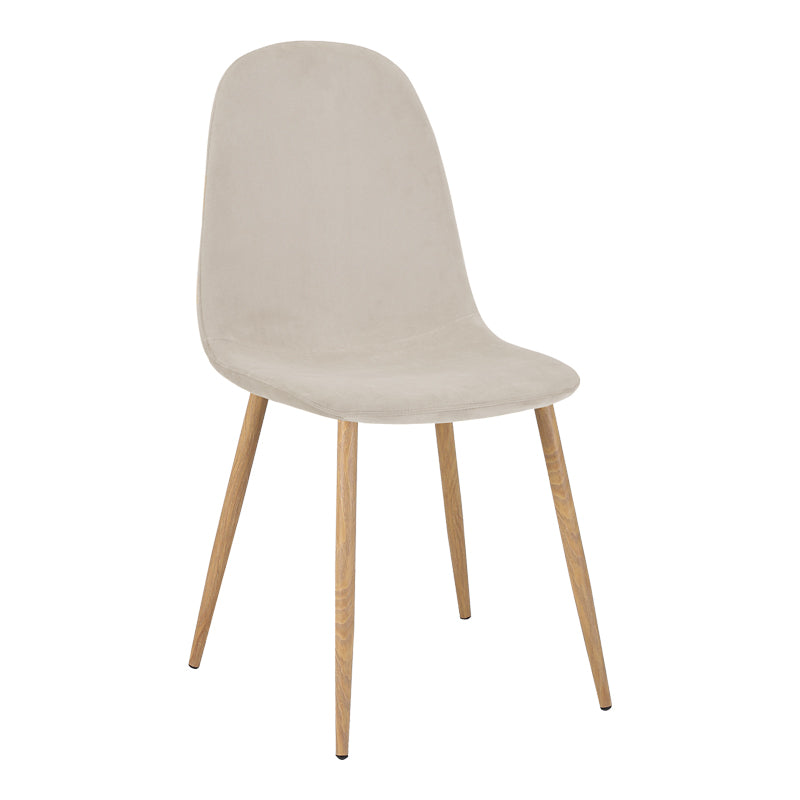 Bella Chair Beige Velvet with Metal Leg in Natural Shade 44x55x85