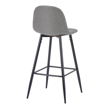 Mid-Height Bar Stool Bella Grey Fabric with Black Metal Leg 41.5x49x98