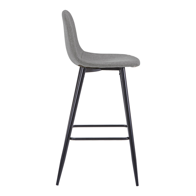 Mid-Height Bar Stool Bella Grey Fabric with Black Metal Leg 41.5x49x98