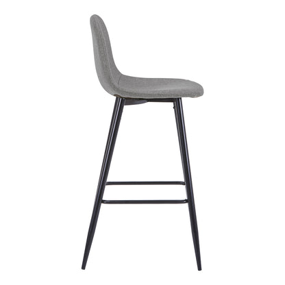 Mid-Height Bar Stool Bella Grey Fabric with Black Metal Leg 41.5x49x98