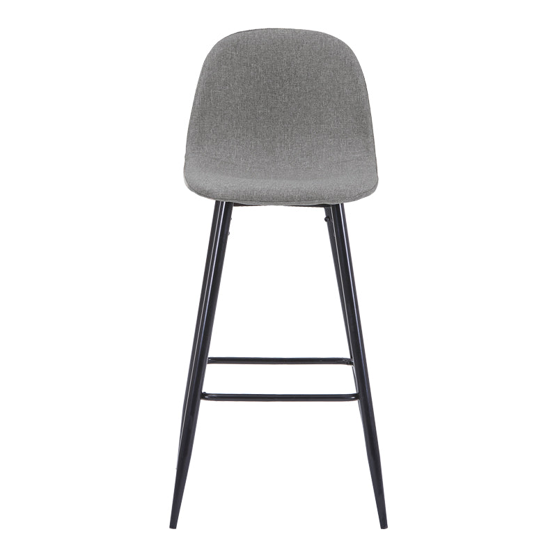 Mid-Height Bar Stool Bella Grey Fabric with Black Metal Leg 41.5x49x98