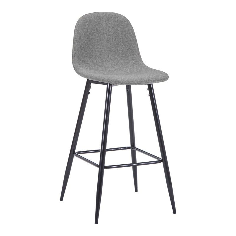 Mid-Height Bar Stool Bella Grey Fabric with Black Metal Leg 41.5x49x98