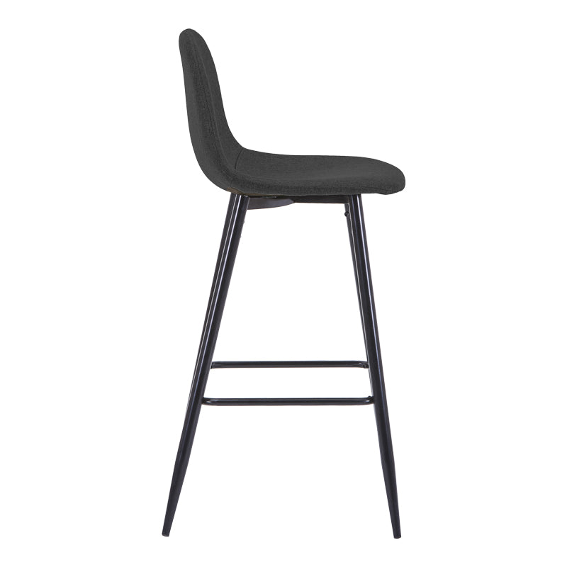 Bella Mid-Height Bar Stool Charcoal Fabric with Black Metal Leg 41.5x49x98