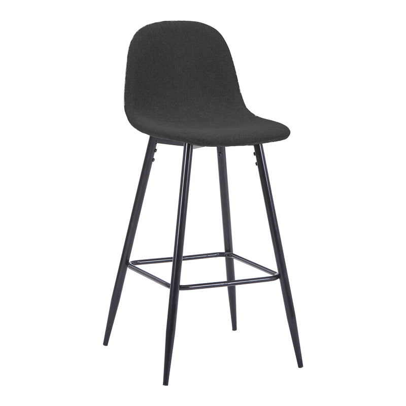 Bella Mid-Height Bar Stool Charcoal Fabric with Black Metal Leg 41.5x49x98
