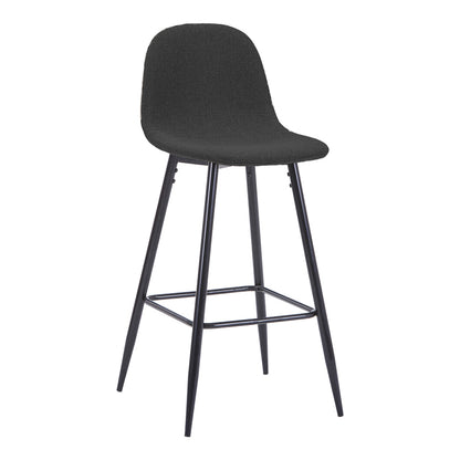 Bella Mid-Height Bar Stool Charcoal Fabric with Black Metal Leg 41.5x49x98