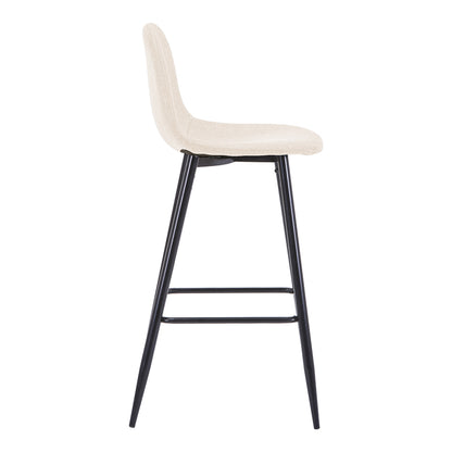 Mid-Height Bar Stool Bella Ecru Fabric with Black Metal Leg 41.5x49x98