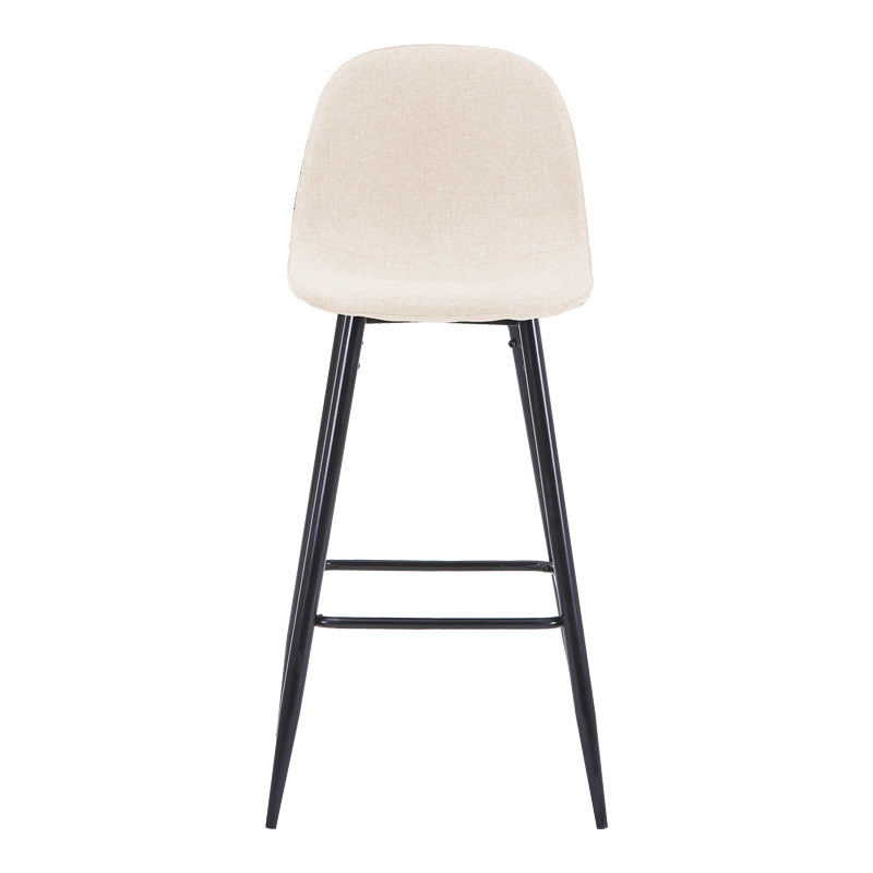 Mid-Height Bar Stool Bella Ecru Fabric with Black Metal Leg 41.5x49x98