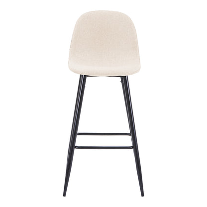 Mid-Height Bar Stool Bella Ecru Fabric with Black Metal Leg 41.5x49x98