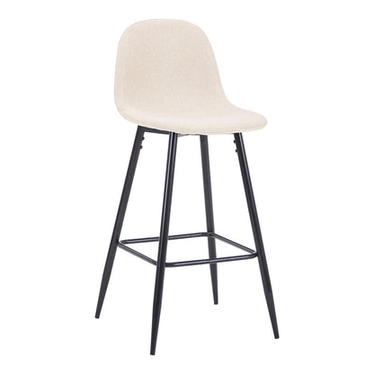 Mid-Height Bar Stool Bella Ecru Fabric with Black Metal Leg 41.5x49x98
