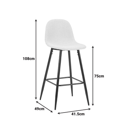 Σκαμπό Μπαρ Bella Εκρού Ύφασμα με Μαύρο Μεταλλικό Πόδι 41,5x49x108