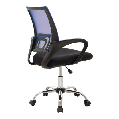 Berto Office Chair with Recline, Blue with Black Mesh Fabric and Chrome Base 60x48x85-95