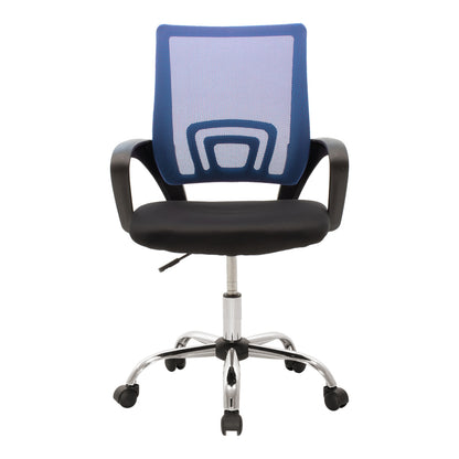 Berto Office Chair with Recline, Blue with Black Mesh Fabric and Chrome Base 60x48x85-95