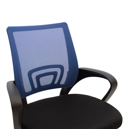Berto Office Chair with Recline, Blue with Black Mesh Fabric and Chrome Base 60x48x85-95