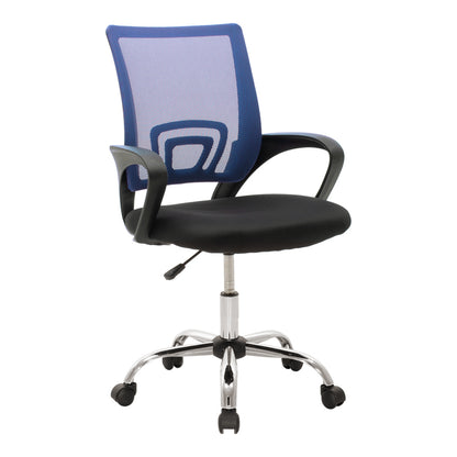 Berto Office Chair with Recline, Blue with Black Mesh Fabric and Chrome Base 60x48x85-95