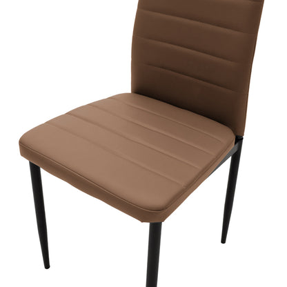 Καρέκλα Parker Cappuccino PU με Μεταλλικό Μαύρο Πόδι 41x48x96
