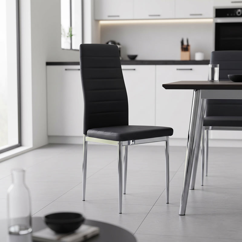 Καρέκλα Parker Μαύρο PU με Πόδι Χρωμίου 41x48x96