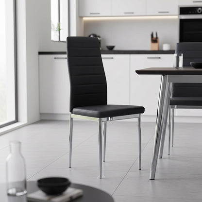 Καρέκλα Parker Μαύρο PU με Πόδι Χρωμίου 41x48x96