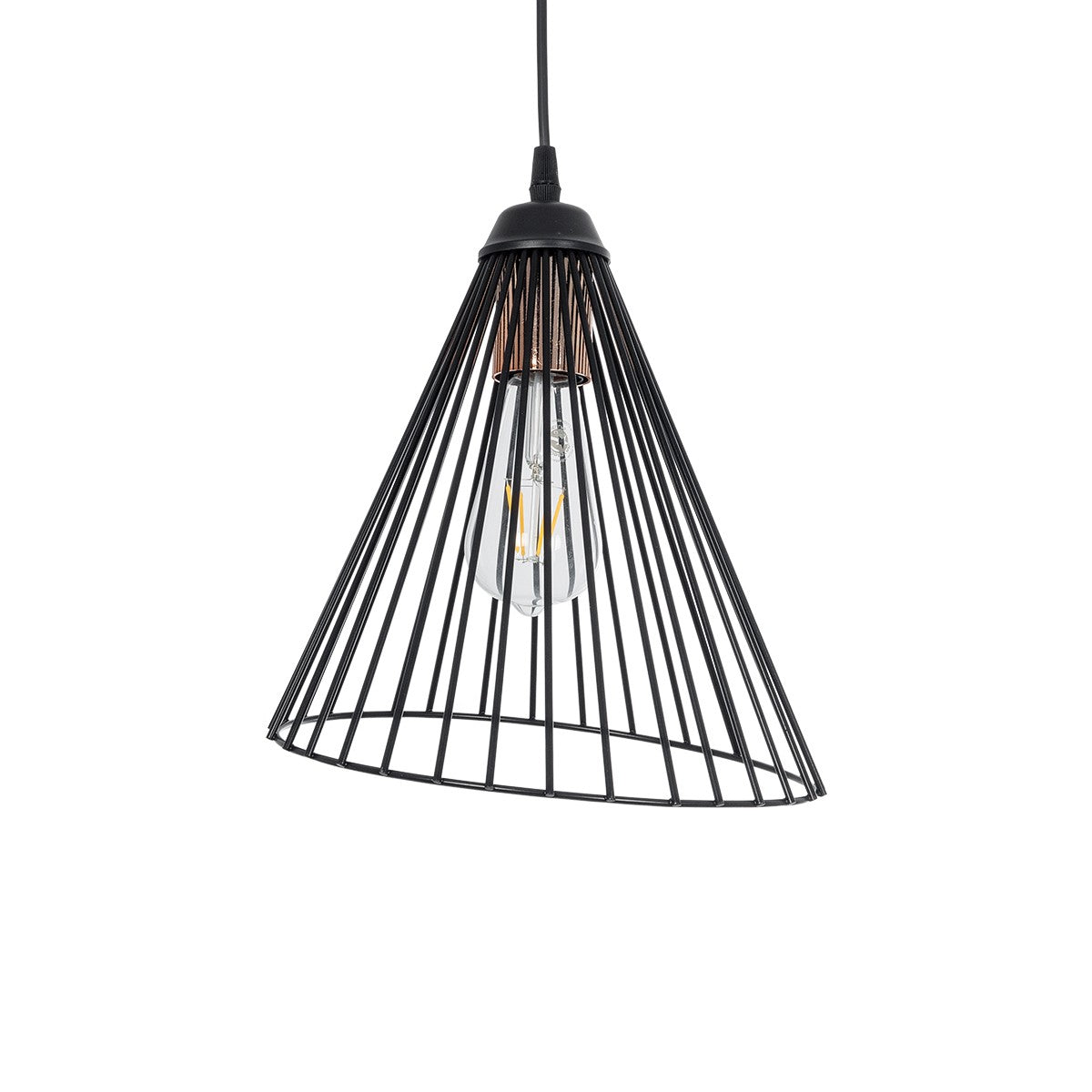 ARCWIRE 203-0015 Μοντέρνο Κρεμαστό Φωτιστικό Πλέγμα Μονόφωτο 1 x E27 IP20 Μαύρο Σύρμα - Μ24 x Π24 x Υ90cm