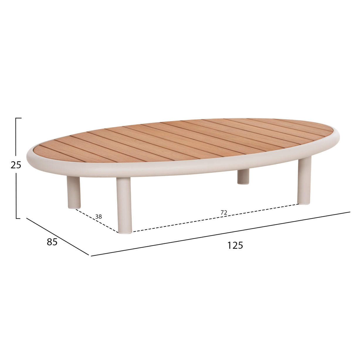 4-PIECE OUTDOOR LOUNGE SET ROMAN CREAM ALUMINUM BEIGE OLEFIN FABRIC TEAK WOOD