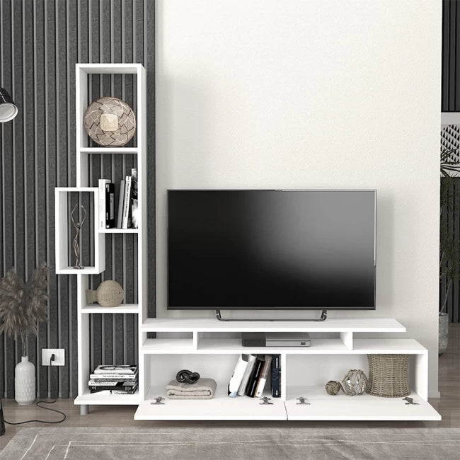 Tulip TV Unit Made of Melamine Color White 160x29.5x160