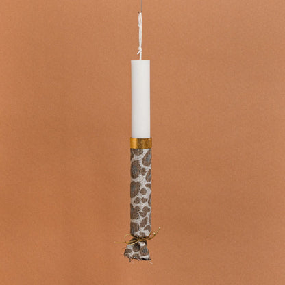 Λαμπάδα Στολισμένη Ζακάρ Μπεζ Λεοπάρ σε Συσκευασία Δώρου