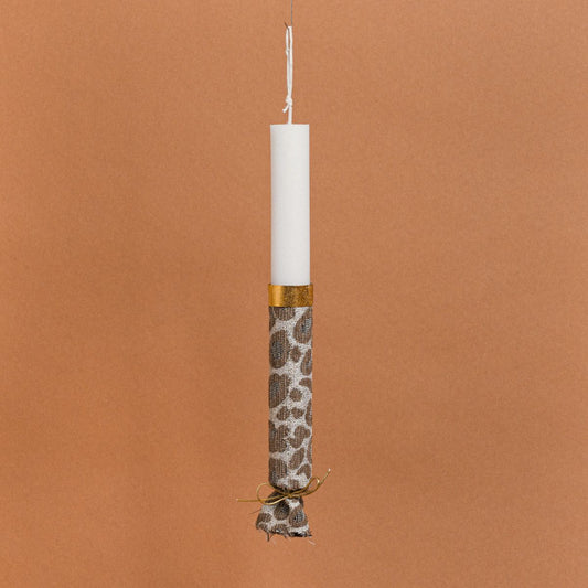 Λαμπάδα Στολισμένη Ζακάρ Μπεζ Λεοπάρ σε Συσκευασία Δώρου