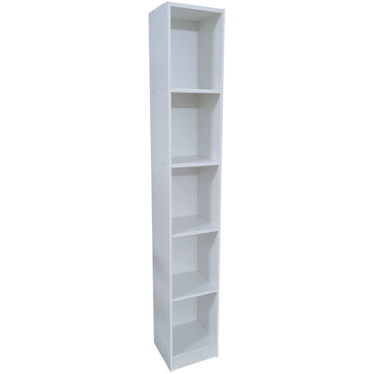 Eliot 5S Slim Bookcase White 30x30x180
