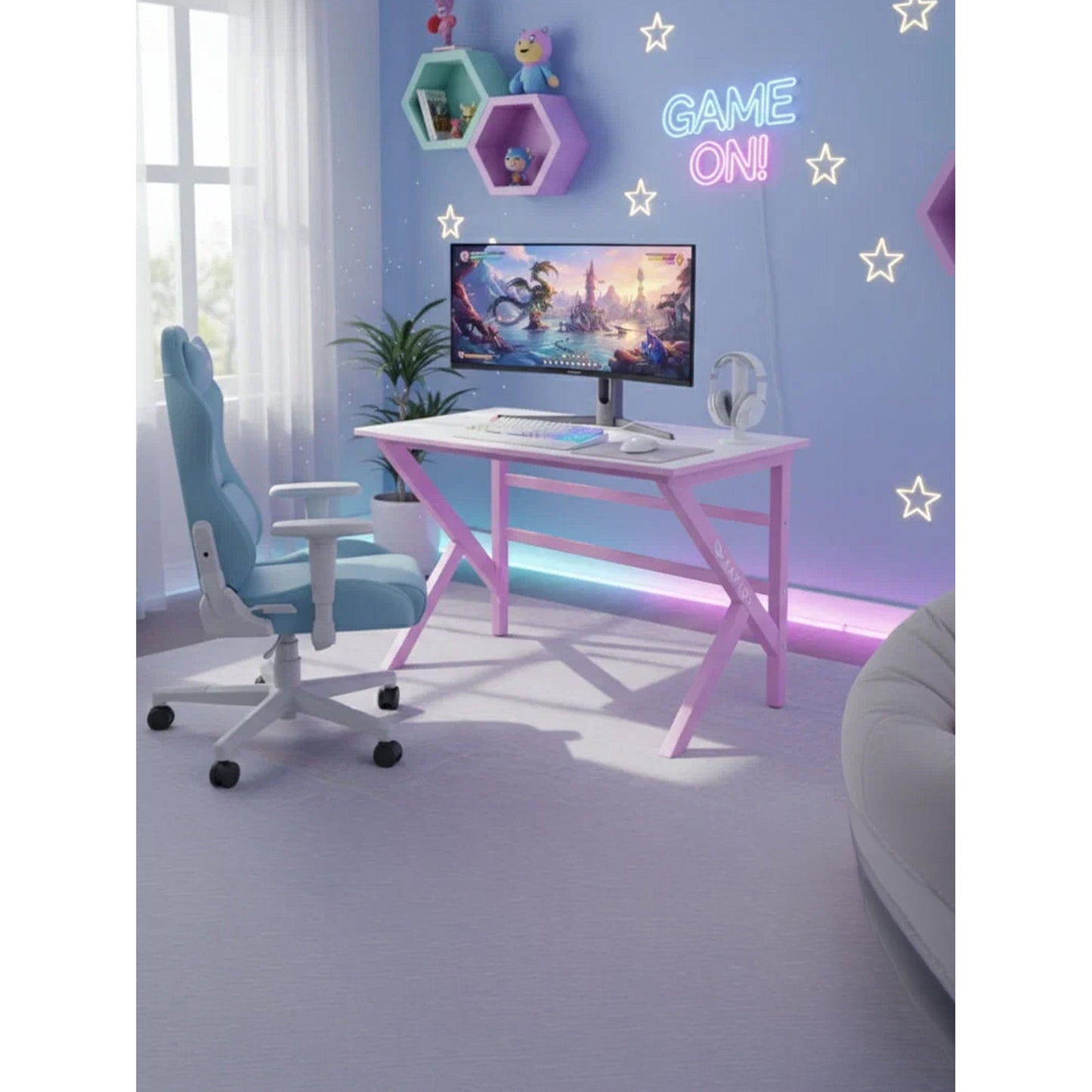 Gaming Desk Raptor Crimson Pink 120x60x75