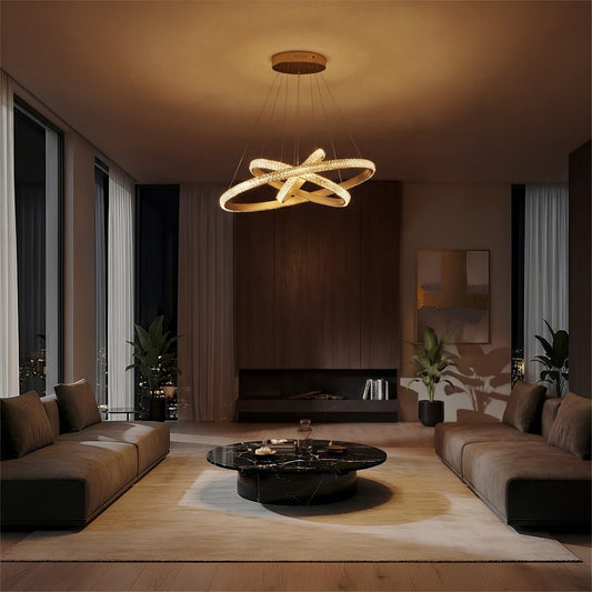 DIAMOND KLV-101-0238-V2 Κρεμαστό Φωτιστικό Οροφής LED 100W 10000lm 180° AC 220-240V IP20 Ρυθμιζόμενο Λευκό CCT με Χειριστήριο από 2700K έως 6000K Dimmable - Lumileds SMD Chip - Χρυσό Πλατίνα - Μ60 x Π60 x Υ60