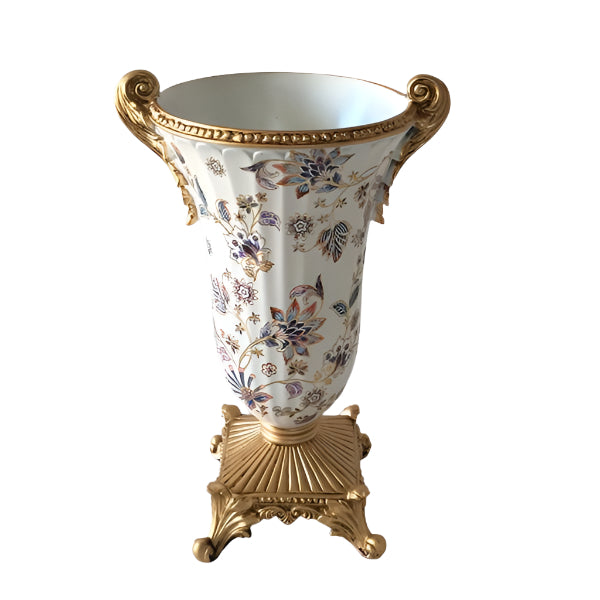 ΒΑΖΟ ΠΟΡΣΕΛΑΝΗ ΜΕ ΠΟΛΥΡΕΖΙΝ ΛΕΥΚΟ-ΧΡΥΣΟ ΜΕ ΛΟΥΛΟΥΔΙΑ 25x20x40