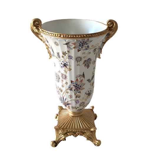 ΒΑΖΟ ΠΟΡΣΕΛΑΝΗ ΜΕ ΠΟΛΥΡΕΖΙΝ ΛΕΥΚΟ-ΧΡΥΣΟ ΜΕ ΛΟΥΛΟΥΔΙΑ 25x20x40