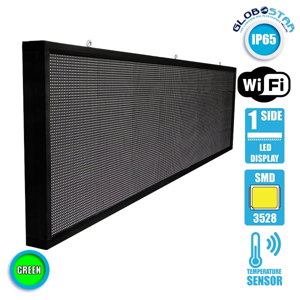 90292 Κυλιόμενη Ψηφιακή Επιγραφή P10 LED SMD AC 220-240V με Wi-Fi - Αδιάβροχή IP54 - Μονής Όψης - Μ264 x Π9 x Υ72cm Πράσινο