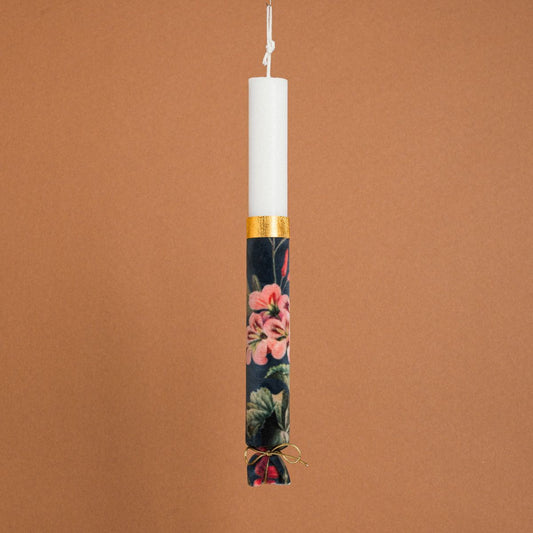 Λαμπάδα Στολισμένη Βελούδο Πολύχρωμα Λουλούδια σε Συσκευασία Δώρου