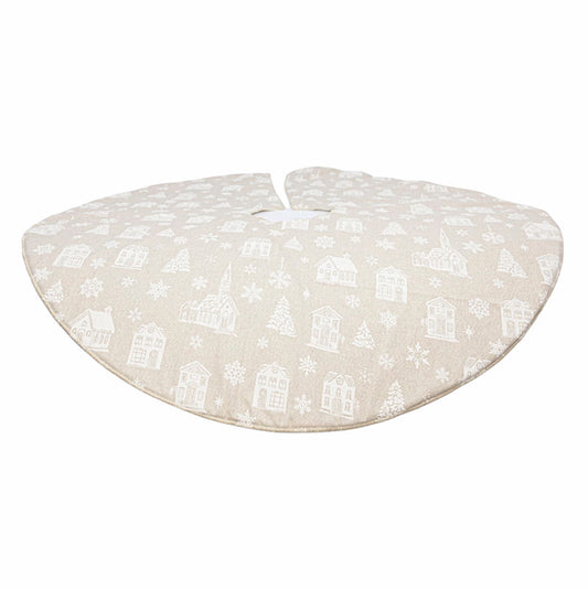 Ποδιά Δέντρου Μπεζ με Λευκά Σπιτάκια 90εκ