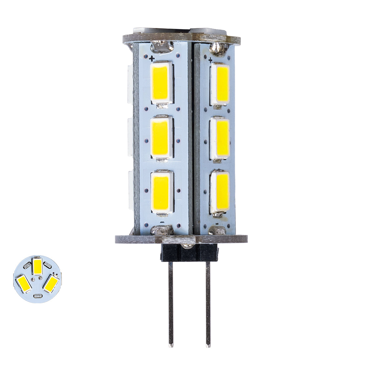 G4BACK 76133 Λάμπα G4 LED 5W 500lm 320° DC 12-24V IP20 Ψυχρό Λευκό 6000K Dimmable - Sanan SMD Chip - Back Pin - Μ1.8 x Π1.8 x Υ4.3
