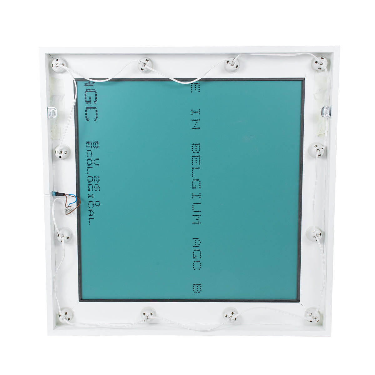 MAKEUP MIRROR-80x80-4 Μοντέρνος Καθρέπτης Μακιγιάζ με Πλαίσιο Φυσικού Ξύλου με Διακόπτη On/Off 12 x E27 AC220-240V - Μ80 x Π7 x Υ80cm - Λευκή Λάκα