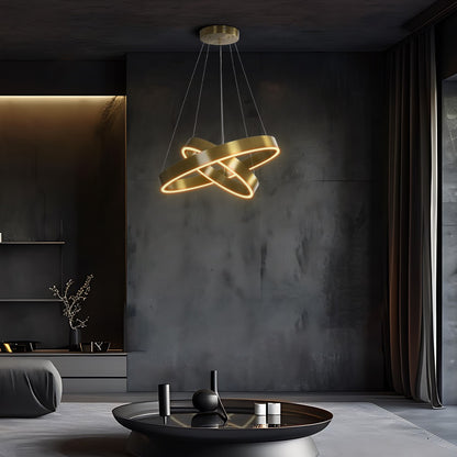 VENOM 61187-DECO Μοντέρνο Κρεμαστό Φωτιστικό Οροφής LED 75W 8818lm 120° AC 220-240V IP20 Ρυθμιζόμενο Λευκό CCT με Χειριστήριο από 2700K έως 6000K Dimmable - Lumileds SMD Chip - Χρυσό Βούρτσας - Μ60 x Π60 x Υ40