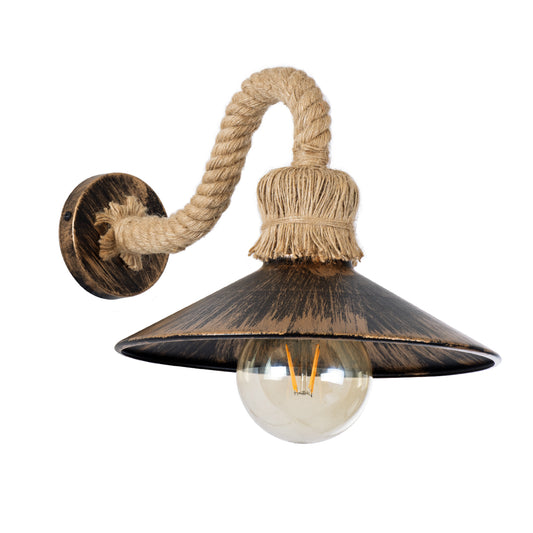 BRASSO 01132 Vintage Φωτιστικό Τοίχου - Απλίκα με Ντουί 1 x E27 AC 220-240V IP20 - Μπεζ & Χάλκινο Εφέ Σκουριάς - Μ38 x Π26.7 x Υ22