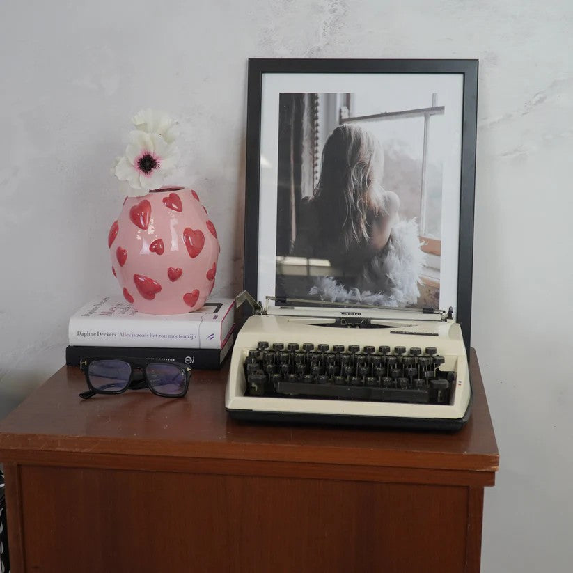 Βάζο με Καρδιές Ροζ/Κόκκινο 16x16x18