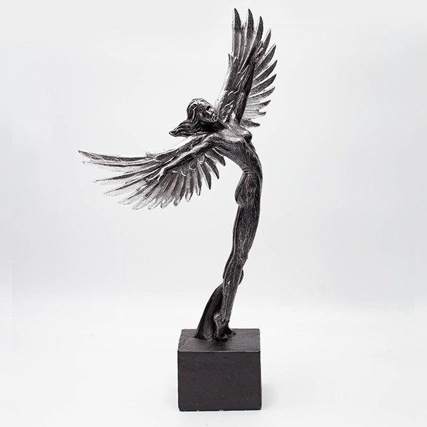 ΓΥΝΑΙΚΑ ΜΕ ΦΤΕΡΑ ΠΟΛΥΡΕΖΙΝ ΑΣΗΜΙ - ΜΑΥΡΗ 20x10x39.5