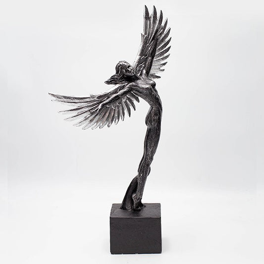 ΓΥΝΑΙΚΑ ΜΕ ΦΤΕΡΑ ΠΟΛΥΡΕΖΙΝ ΑΣΗΜΙ - ΜΑΥΡΗ 20x10x39.5