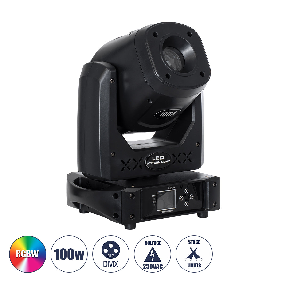 HERACLES 51156 Επαγγελματική Κινούμενη Ρομποτική Κεφαλή PATTERN Light CREE LED 100W AC 220V-240V IP20 RGBW DMX512 - Μ25.5 x Π20 x Υ35cm