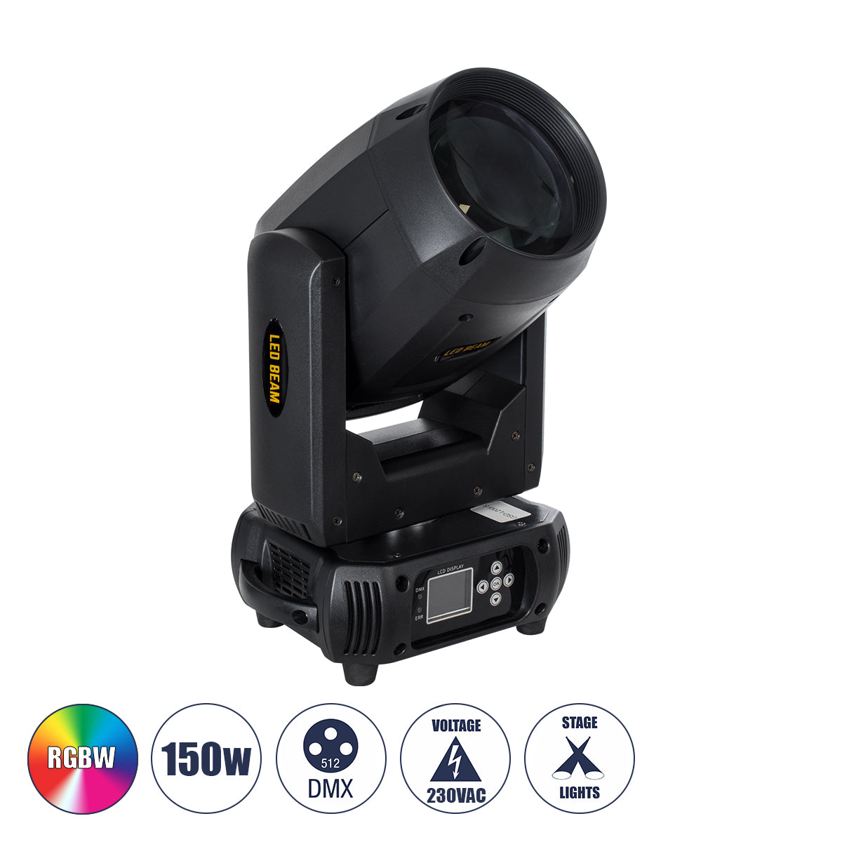 HERA 51169 Επαγγελματική Κινούμενη Ρομποτική Κεφαλή Super BEAM Light CREE LED 150W AC 220V-240V IP20 RGBW DMX512 - Μ25.5 x Π18 x Υ43cm