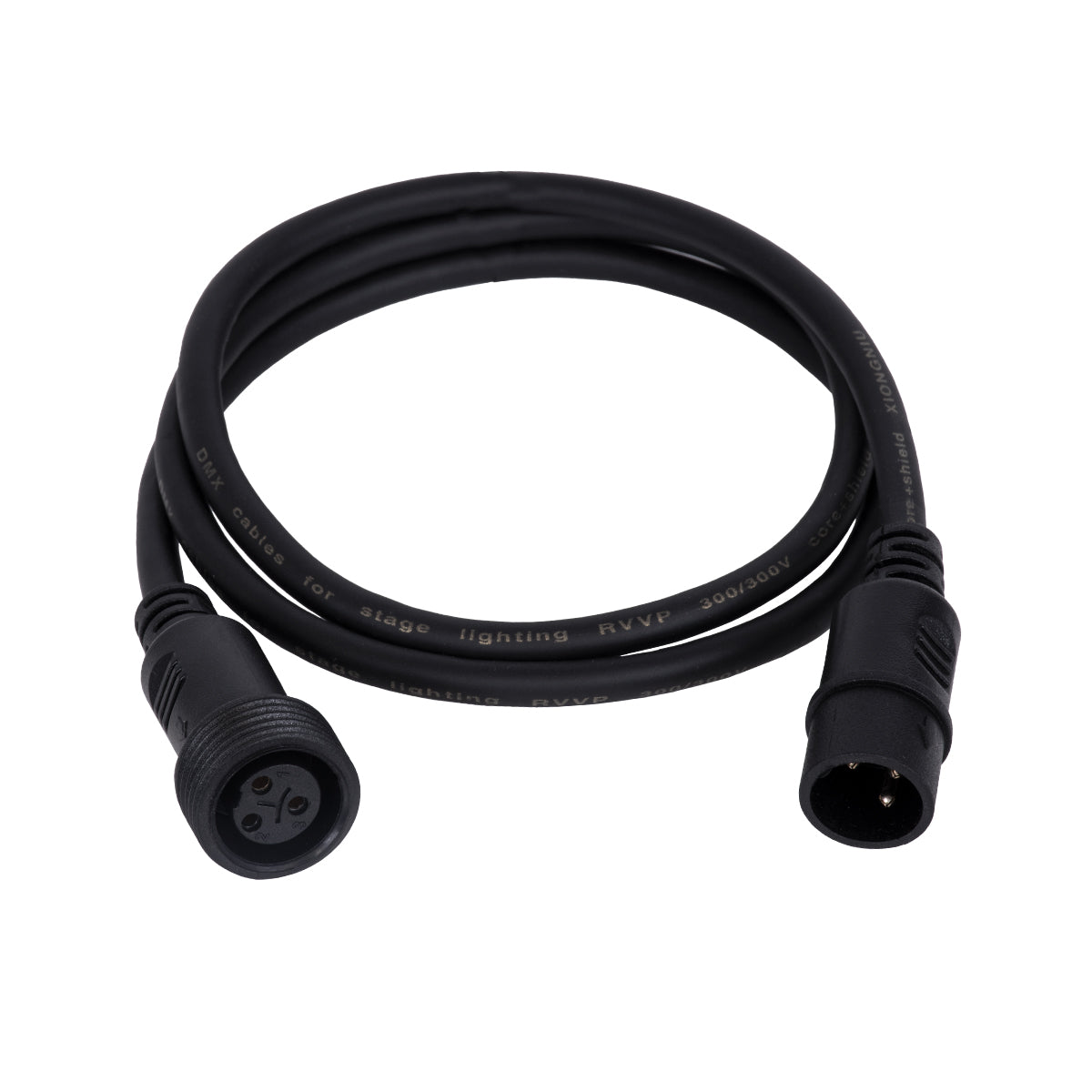 51171 Καλώδιο 3PIN DMX512 1 Μέτρο από Female XLR σε Male XLR Τερματισμένο Αδιάβροχο IP65 Μ100cm - Μαύρο