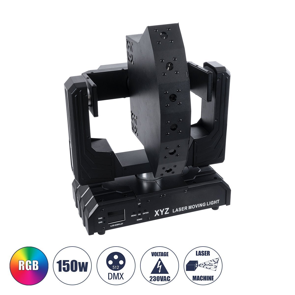 HADES 51199 Επαγγελματική Κινούμενη Ρομποτική Μπάρα Super LASER BEAM Light 150W - 6 x 1W Laser - 300mW RED/638nm - 100mW GREEN/531nm - 600mW BLUE/442nm - AC 220V-240V IP20 3in1 RGB DMX512 - Μ36 x Π25 x Υ46cm