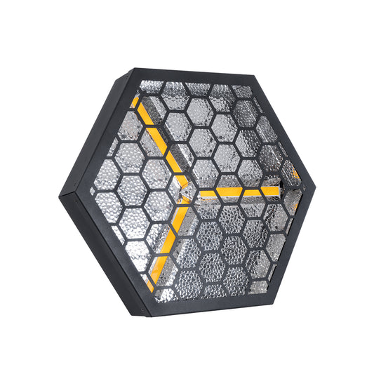51201 HALO HEXA Επαγγελματικό Φωτιστικό Ειδικών Εφέ DIGITAL MATRIX PIXEL & Blinder - 3 x 80W LED COB Chips Ultra Gold Warm White 2200K & 30 x 0.5W LED SMD5050 Chips RGB - AC 220V-240V DMX512 Display on Body - Μαύρο - Μ38 x Π38 x Υ22cm