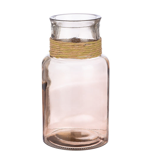 Βάζο Δοχείο Καφέ/Διάφανο Γυαλί Φ15x28