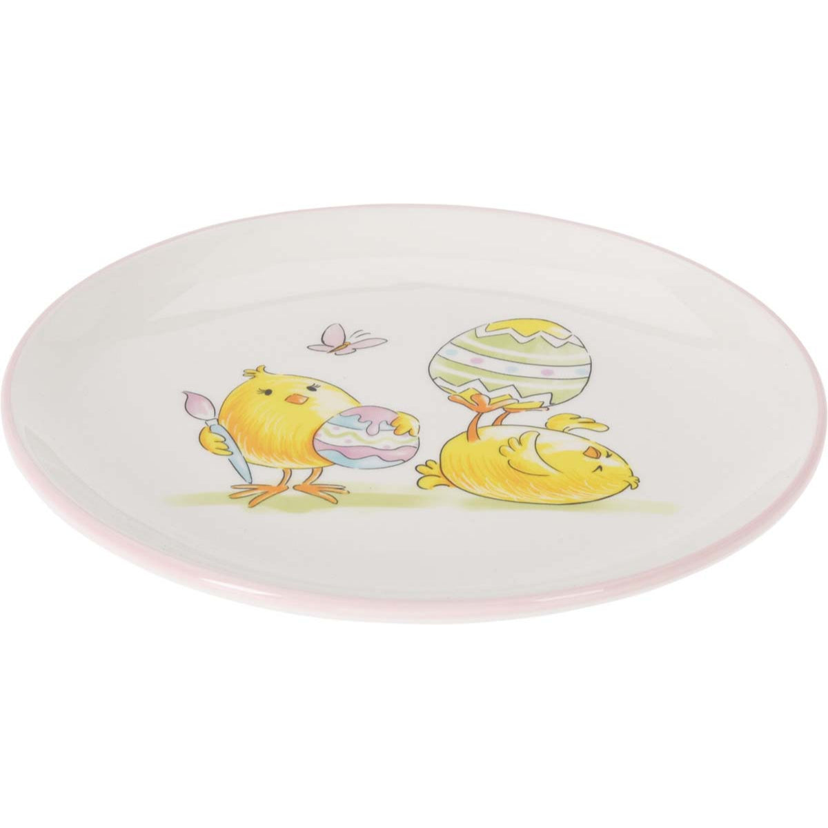 Πιάτο Κεραμικό Ροζ με Κοτόπουλα 20εκ