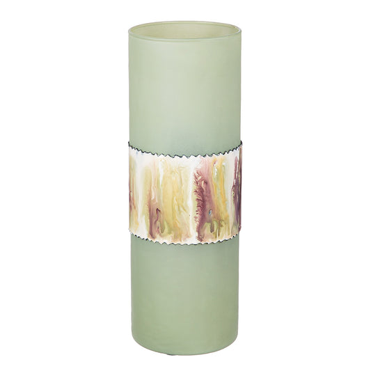 Βάζο Cylindrical "Imperial" Αλουμίνιο Γυάλινο Πράσινο 12x12x36